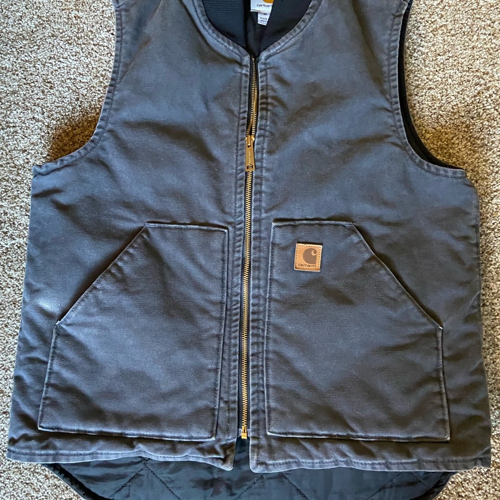 Carhartt Gray Duck Vest Mens M Quilt Lined